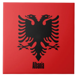 Azulejo Bandera de Albania, etiquetada