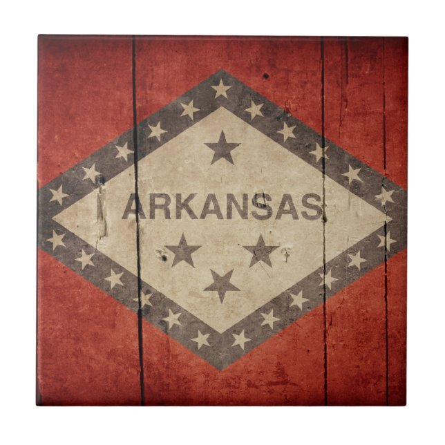 Azulejo Bandera de Arkansas Rugged (Frente)