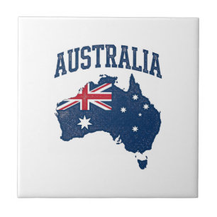 Azulejo Bandera de Australia Mapa Gráfico Antiguo Deterior