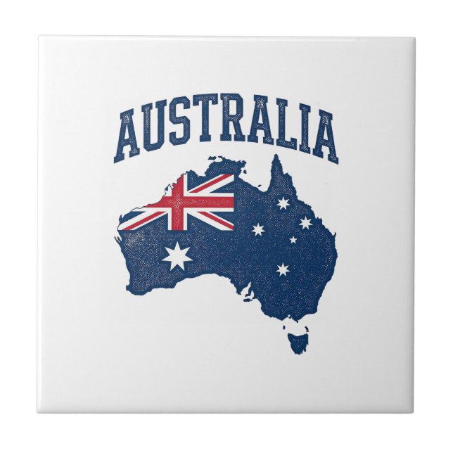 Azulejo Bandera de Australia Mapa Gráfico Antiguo Deterior (Frente)