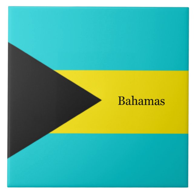 Azulejo bandera de Bahamas, etiquetada (Frente)