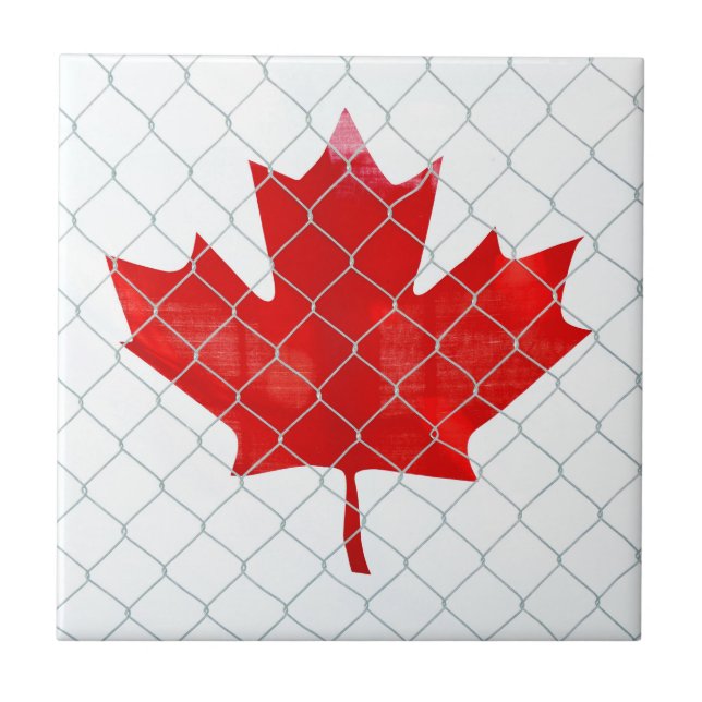Azulejo Bandera de Canadá detrás de la valla de enlace de  (Frente)