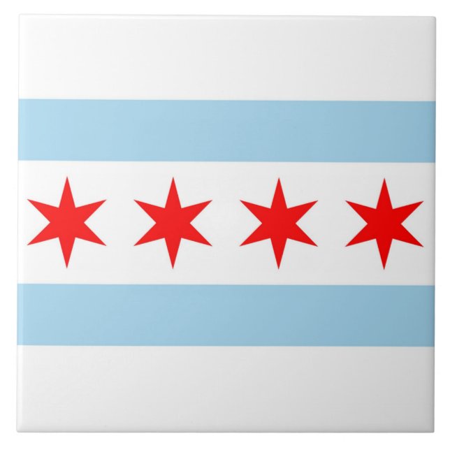 Azulejo Bandera de Chicago Tile Estatal de Illinois (Frente)