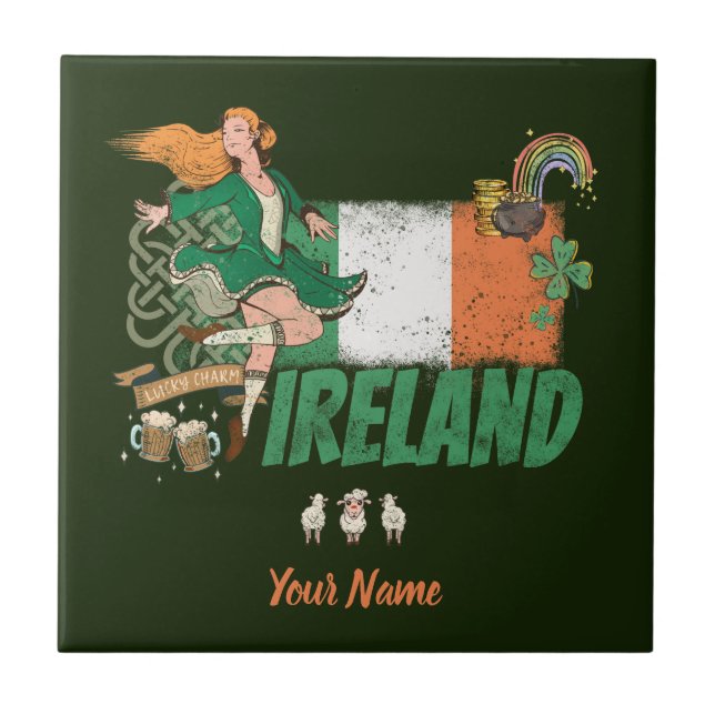 Azulejo Bandera de cosecha de Irlanda San Patricio (Frente)
