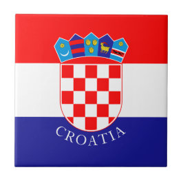 Azulejo Bandera de Croacia con mosaico de cerámica de text