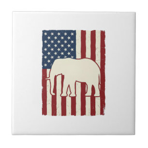 Azulejo Bandera de elefante patriótico diseño vectorial vi