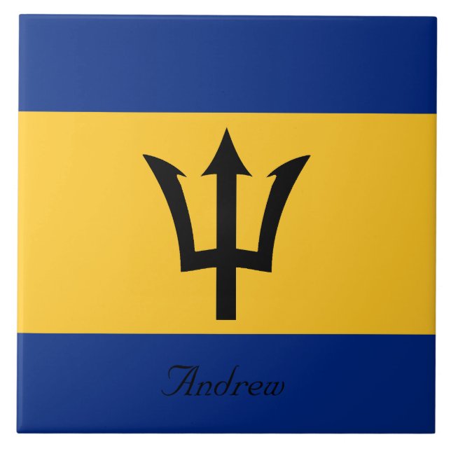 Azulejo Bandera de encargo de Barbados Trident de Neptuno (Frente)