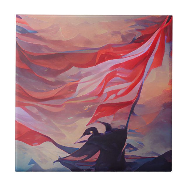 Azulejo Bandera de Estados Unidos ondeando arte abstracto  (Frente)