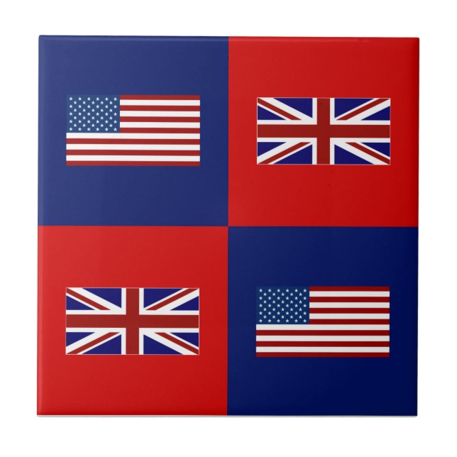 Azulejo Bandera de Estados Unidos y patrón de bandera del  (Frente)