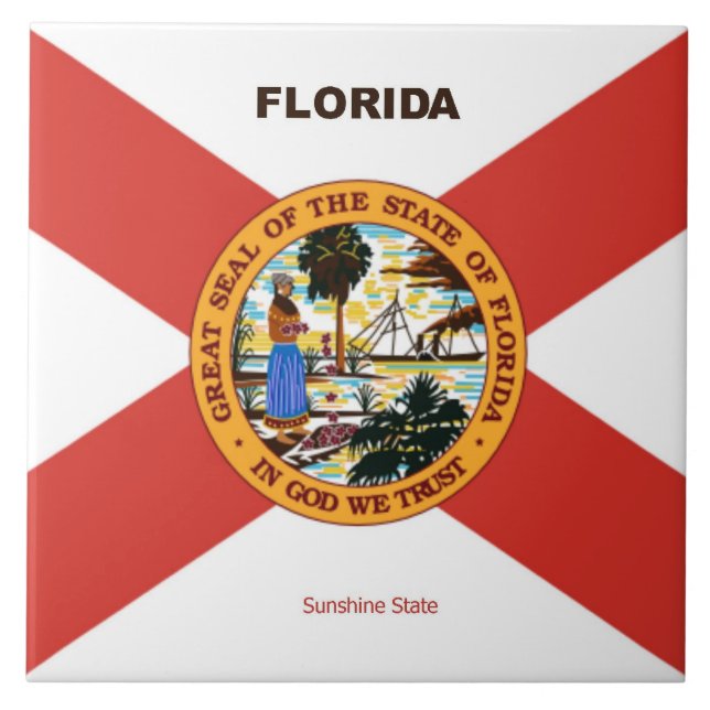 Azulejo Bandera de Florida y eslogan (Frente)