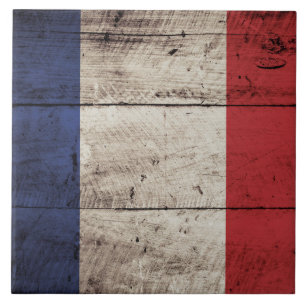 Azulejo Bandera de Francia en grano de madera viejo