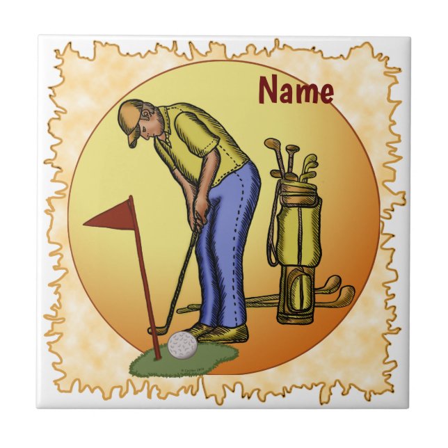 Azulejo Bandera de Golf Dad Golfing (Frente)