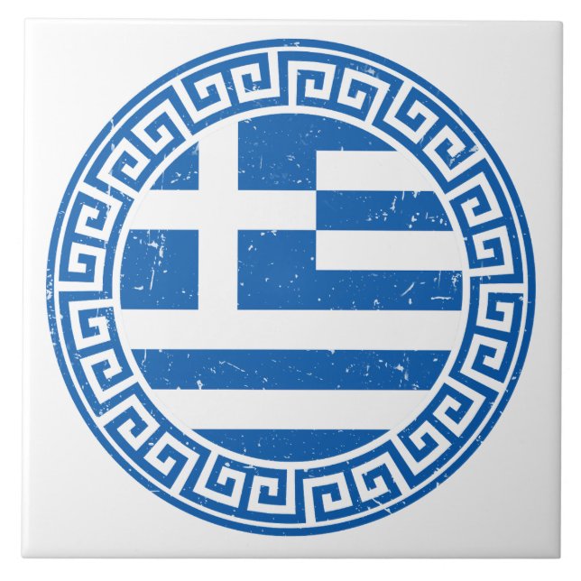 Azulejo Bandera de Grecia con mosaico de cerámica de patró (Frente)