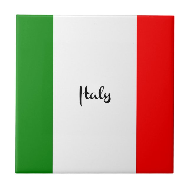 Azulejo Bandera de Italia, etiquetada, (Frente)