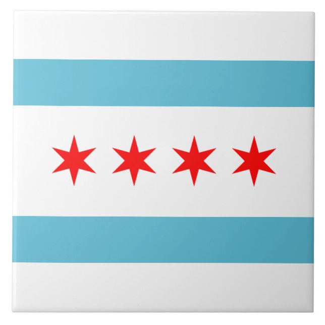 Azulejo Bandera de la ciudad de Chicago (Frente)