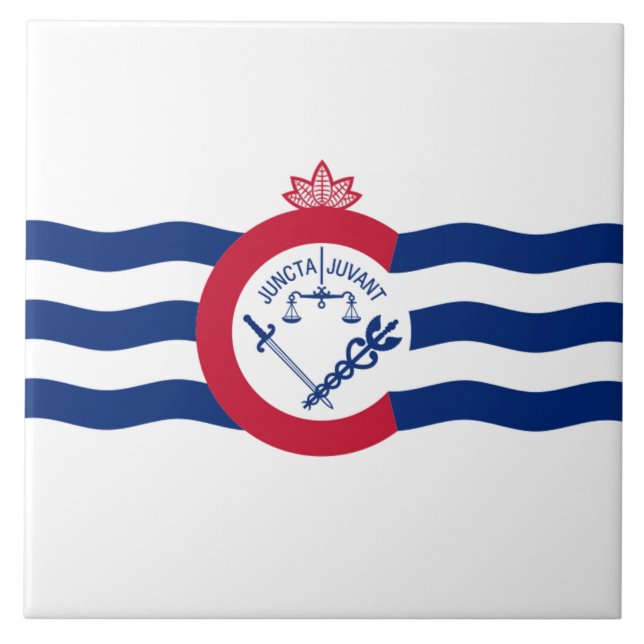 Azulejo Bandera de la ciudad de Cincinnati (Frente)