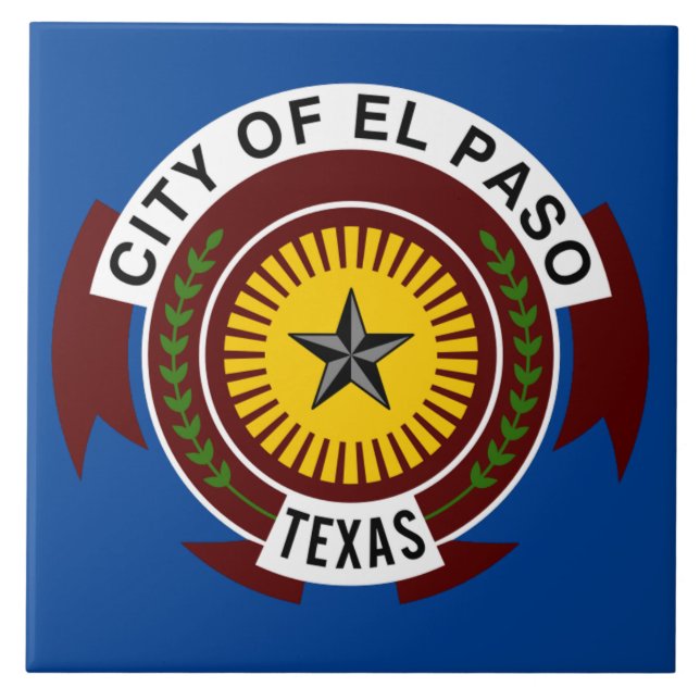 Azulejo Bandera de la ciudad de El Paso (Frente)