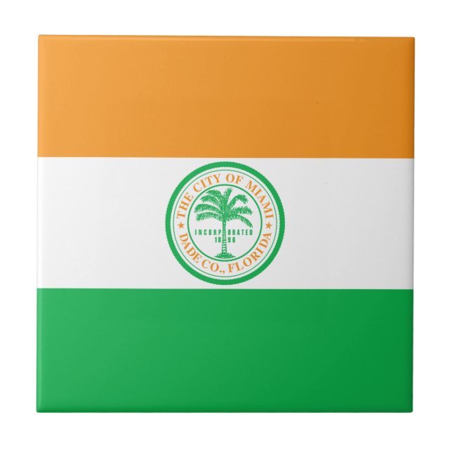 Azulejo Bandera de la Ciudad de Miami (Florida) (Frente)
