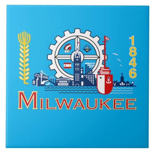 Azulejo Bandera de la ciudad de Milwaukee (Frente)