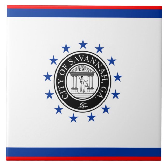Azulejo Bandera de la ciudad de Savannah (Frente)