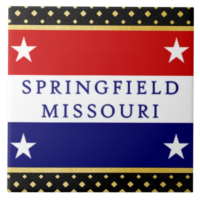 Azulejo Bandera de la ciudad de Springfield (Missouri) (Frente)