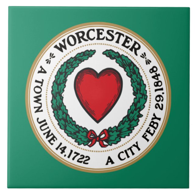 Azulejo Bandera de la ciudad de Worcester (Frente)