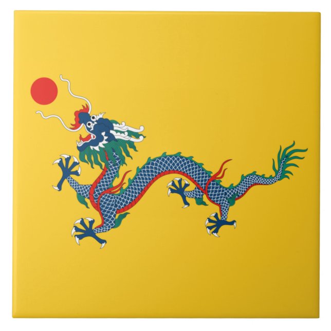 Azulejo Bandera de la dinastía Qing china (dragón chino) ( (Frente)
