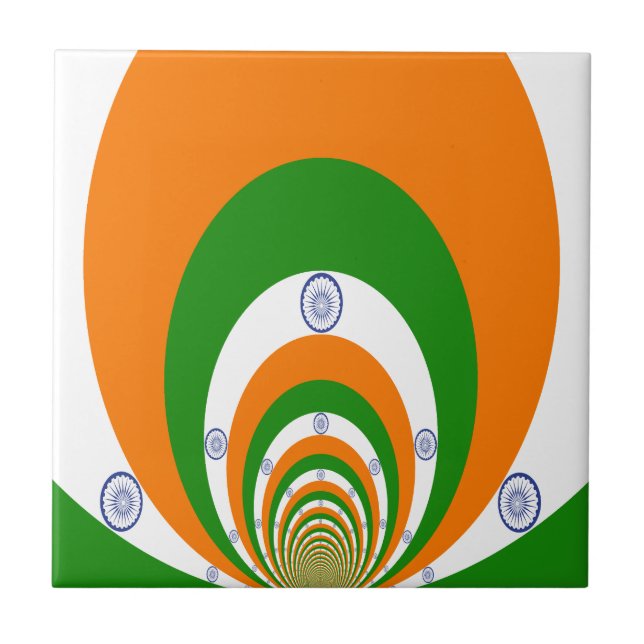 Azulejo Bandera de la India Kaleidoscope: Unidad sin fin y (Frente)