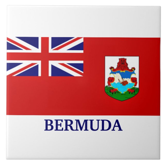 Azulejo Bandera de las Bermudas, etiquetada, (Frente)