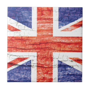Azulejo Bandera de madera de Union Jack Británicos (Reino