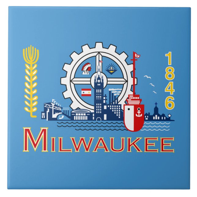 Azulejo Bandera de Milwaukee (Wisconsin) (Frente)