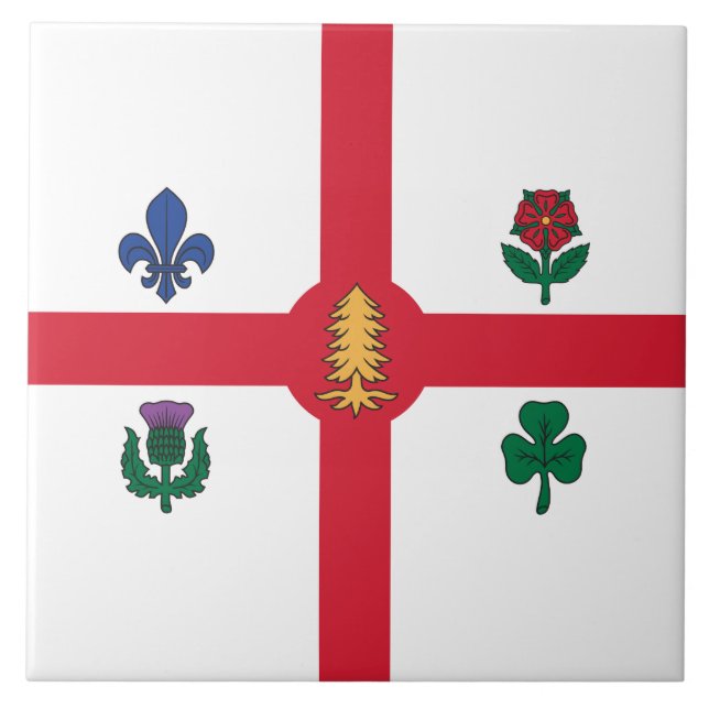 Azulejo Bandera de Montreal (Quebec, Canadá) (Frente)