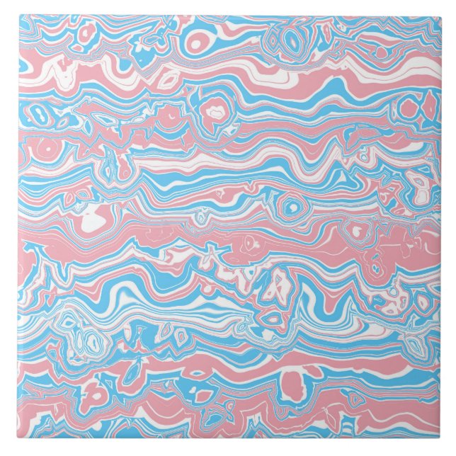 Azulejo Bandera de Orgullo Trans Trippy Boho Groovy Rayas  (Frente)