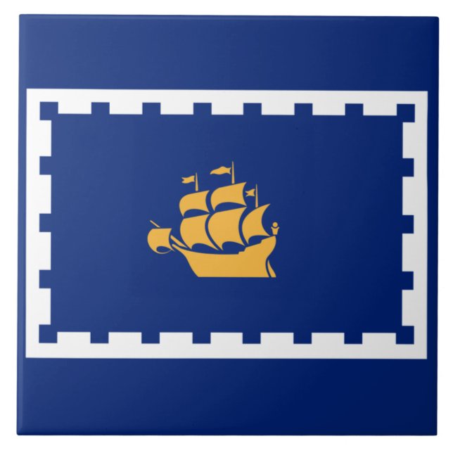 Azulejo Bandera de Quebec (Quebec, Canadá) (Frente)