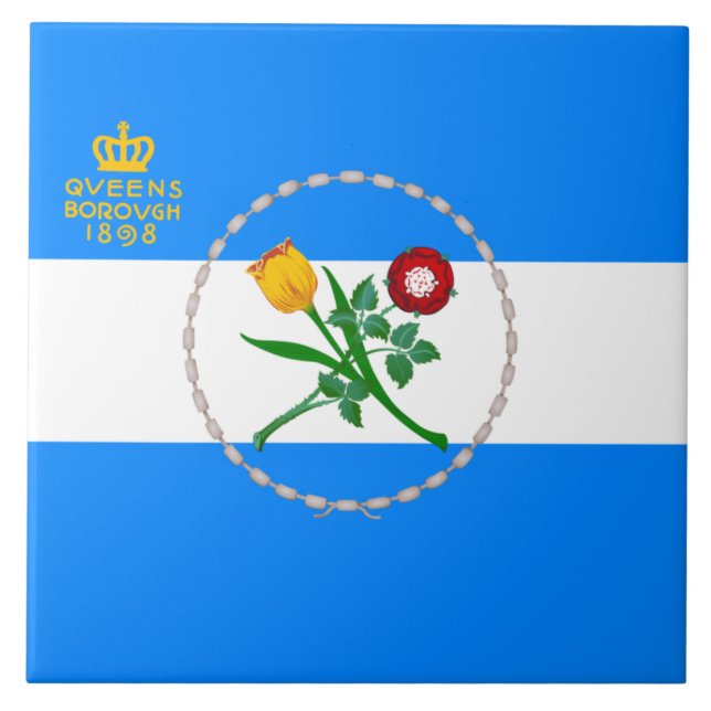 Azulejo Bandera de Queens (municipio de Nueva York) (Frente)