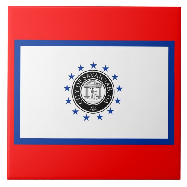 Azulejo Bandera de Savannah (Georgia) (Frente)