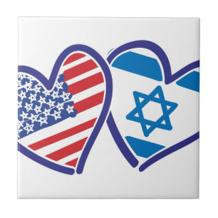 Azulejo Bandera del Corazón de Estados Unidos Israel