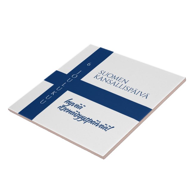 Azulejo Bandera del Día Nacional de Finlandia Suomen Kansa (Lado)