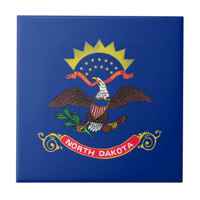 Azulejo Bandera del Estado de Dakota del Norte (Frente)