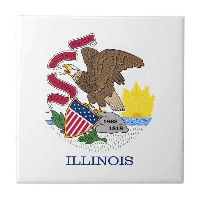 Azulejo Bandera del estado de Illinois (Frente)