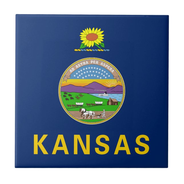 Azulejo Bandera del estado de Kansas (Frente)