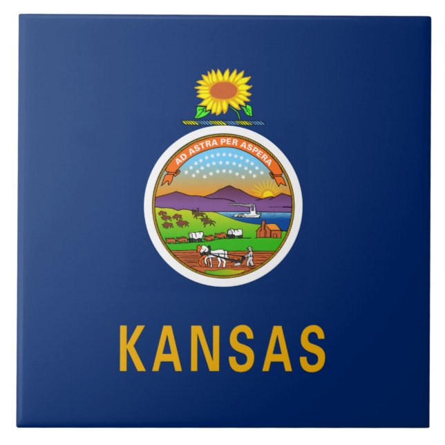 Azulejo Bandera del estado de Kansas (Frente)