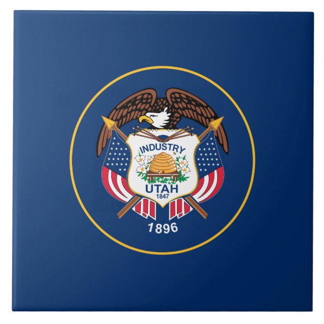 Azulejo Bandera del Estado de Utah (Frente)