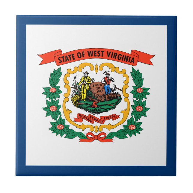 Azulejo Bandera del Estado de Virginia Occidental (Frente)