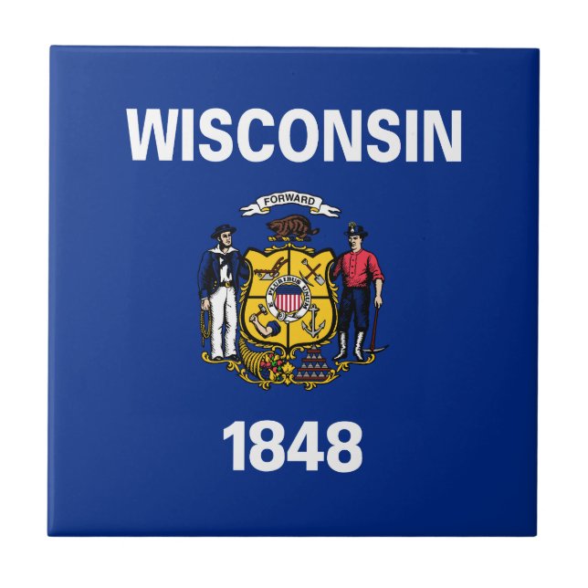 Azulejo Bandera del estado de Wisconsin (Frente)