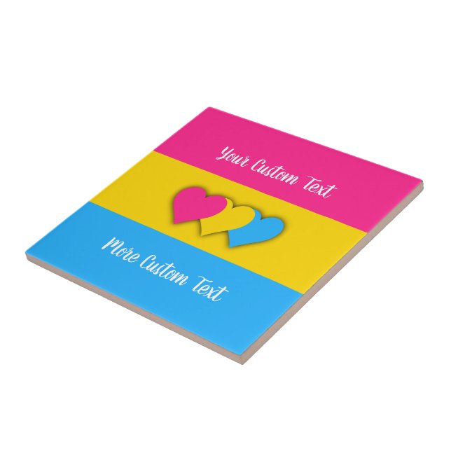 Azulejo Bandera del orgullo de la pansexualidad con texto (Lado)