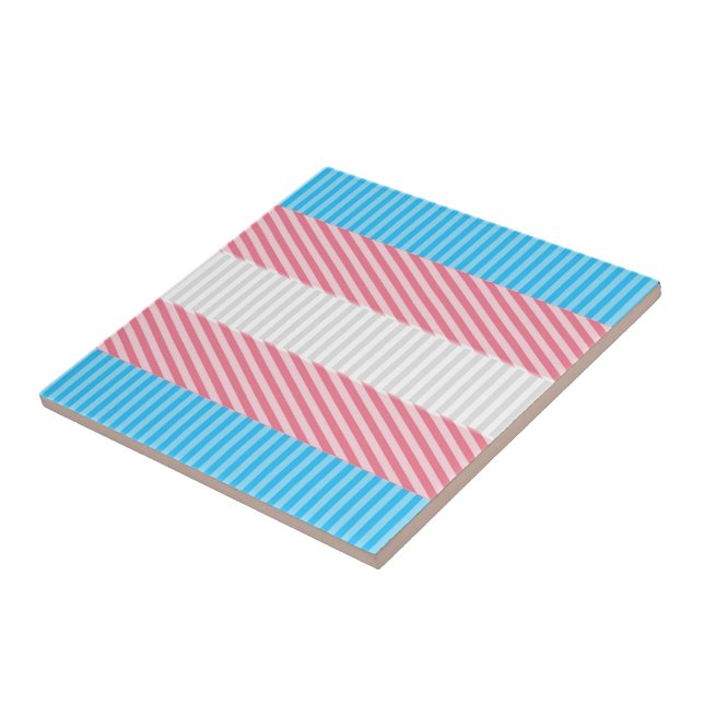 Azulejo Bandera del Orgullo Transgénero de Funky Boho Stri (Lado)