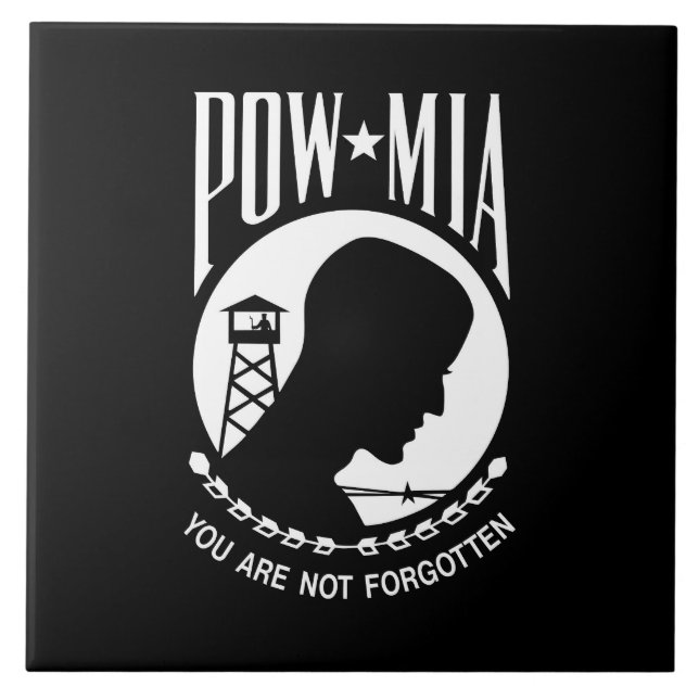 Azulejo Bandera del POW MIA: Soldados desaparecidos en la  (Frente)