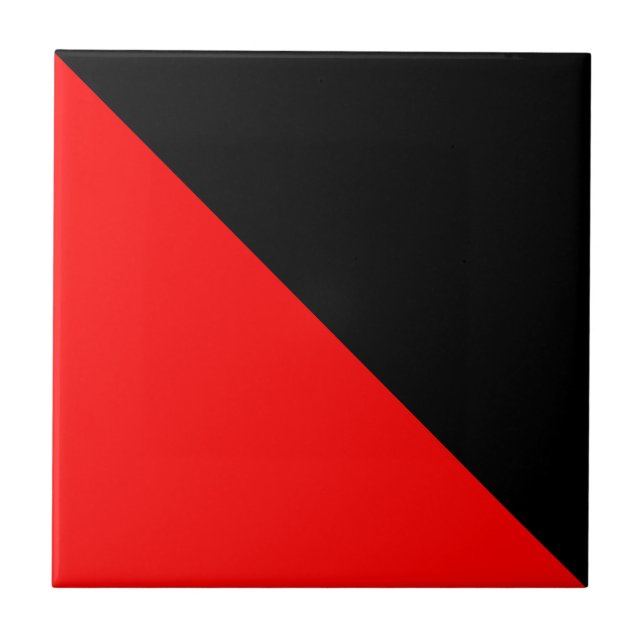 Azulejo Bandera diagonal negra y roja (Frente)