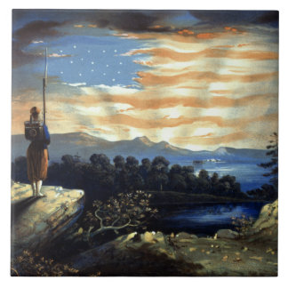 Azulejo Bandera estadounidense celestial en el cielo, guer